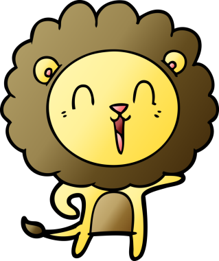 Bir insan tarafından çizilmiş gülen aslan çizgi filmi.