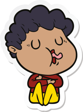 Bir insan tarafından çizilmiş şarkı söyleyen bir çizgi film karakterinin çıkartması.