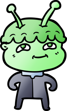 Bir insan tarafından çizilmiş dost canlısı çizgi film uzay adamı.