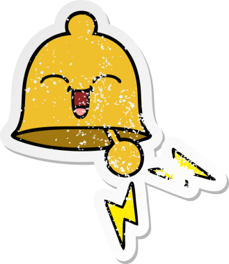 Bir insan tarafından çizilmiş sevimli bir karikatür çanın sıkıntılı çıkartması.