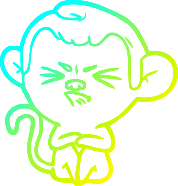 Bir insan tarafından çizilmiş, sinir bozucu bir maymunun soğuk çizgi çizimi.