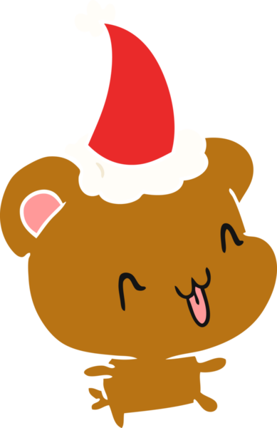 Bir insan tarafından çizilmiş Kawaii ayısının el çizimi Noel karikatürü.