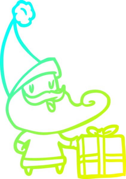 Bir insanın çizdiği Noel Baba 'nın soğuk gradyan çizgisi.