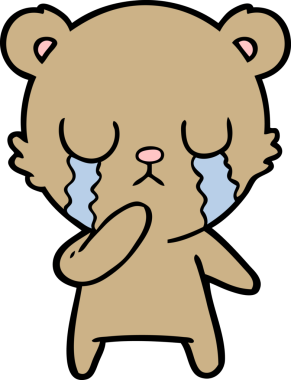 Bir insan tarafından çizilmiş ağlayan ayı karikatürü.