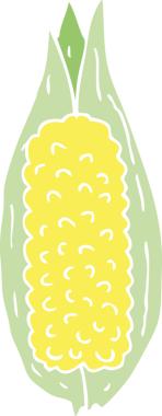 Bir insan tarafından çizilmiş düz renk çizgi film mısırı