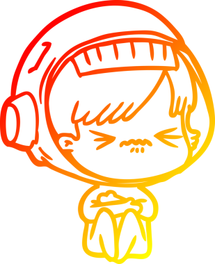 Bir insan tarafından çizilmiş bir astronot kadın çizgi çizimi.