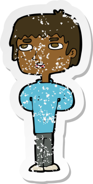 Bir insan tarafından çizilmiş mutsuz bir adamın karikatür yapıştırması.