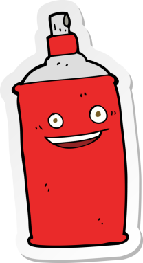 Bir insan tarafından çizilmiş çizgi film spreyinin çıkartması.