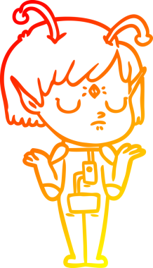 Bir insan tarafından çizilmiş bir uzaylı kız çizgi çizimi.