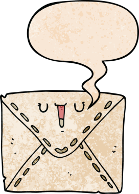 bir insan tarafından çizilmiş eski tarz konuşma baloncuğu olan karikatür zarfı