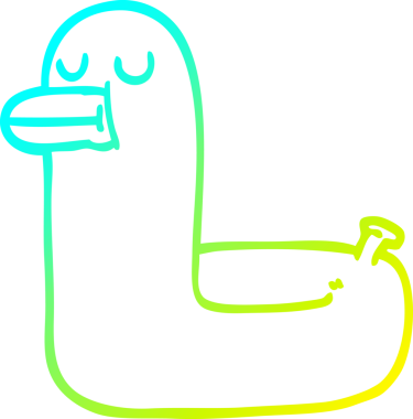 Bir insan tarafından çizilmiş sarı bir ördeğin soğuk eğimli çizgisi.