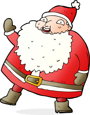 Bir insan tarafından çizilmiş komik bir Noel Baba çizgi filmi.