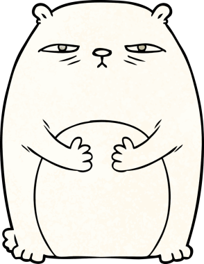 Bir insan tarafından çizilmiş yorgun kutup ayısı çizgi filmi.