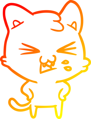 Bir insan tarafından çizilmiş çizgi film kedisinin sıcak çizgi çizimi