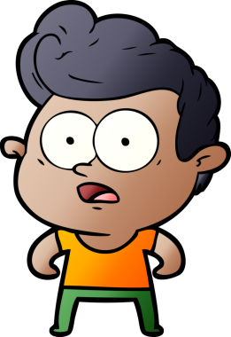 Bir insan tarafından çizilmiş çizgi film bakışlı adam.