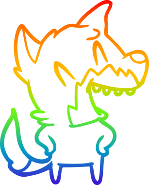 Bir insan tarafından çizilmiş gülen tilki çizgi filmi.