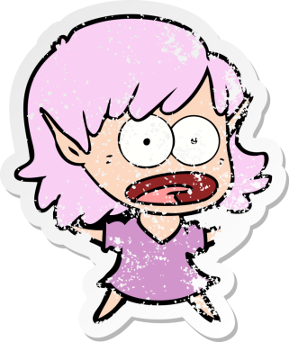 Bir karikatürün sıkıntılı çıkartması bir insan tarafından çizilmiş elf kızı şok etti.