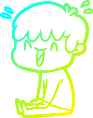 Bir insan tarafından çizilmiş gülen bir çizgi film karakteri çizimi.