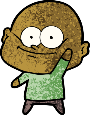 Bir insan tarafından çizilmiş kel bir adam.