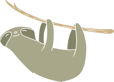 Bir insan tarafından çizilmiş düz renkli çizgi film tembelliği