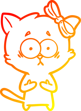 Bir insan tarafından çizilmiş çizgi film kedisinin sıcak çizgi çizimi