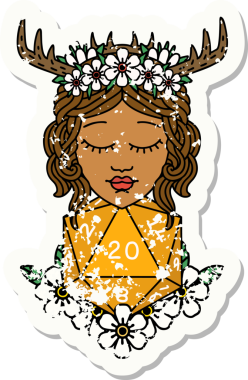 Retro Dövme Tarzı İnsan Druid Bir insan tarafından çizilmiş doğal yirmi zar ile