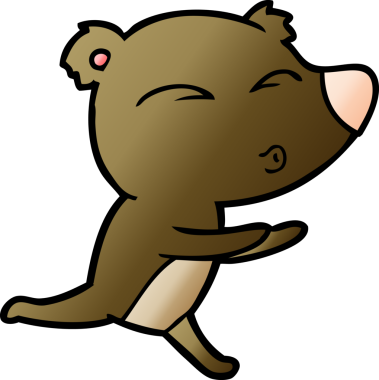 Bir insan tarafından çizilmiş çizgi film koşu ayısı.