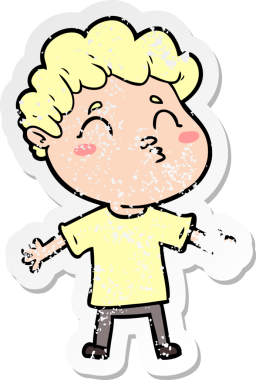 Bir insan tarafından çizilmiş karikatür adamın sıkıntılı çıkartması.