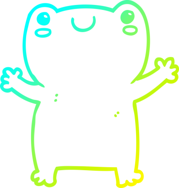 Bir insan tarafından çizilmiş kurbağanın soğuk çizgi çizimi.