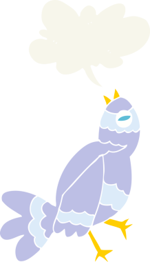 Bir insan tarafından çizilmiş kuş şakımasının düz renk çizimi