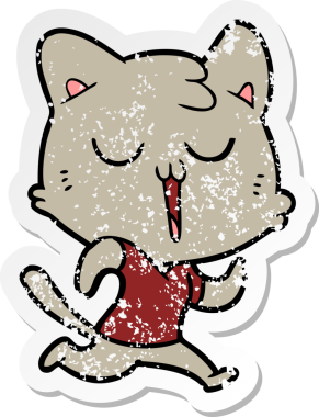 Bir insan tarafından çizilmiş çizgi film kedisinin sıkıntılı çıkartması.