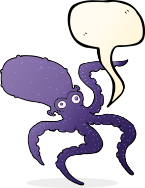 bir insan tarafından çizilmiş konuşma baloncuklu ahtapot.