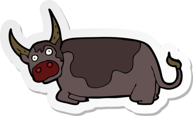 Bir insan tarafından çizilmiş bir çizgi film boğasının çıkartması.