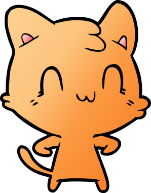 Bir insan tarafından çizilmiş mutlu bir kedi.