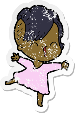 Bir insan tarafından çizilmiş mutlu bir hippi kızın sıkıntılı çıkartması.