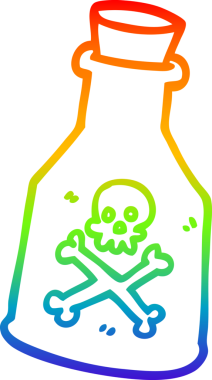 Gökkuşağı gradyan çizgi çizimi Bir insan tarafından çizilmiş zehir şişesi