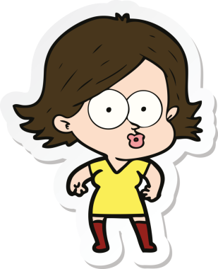 Bir insan tarafından çizilmiş somurtkan bir çizgi film kızının çıkartması.