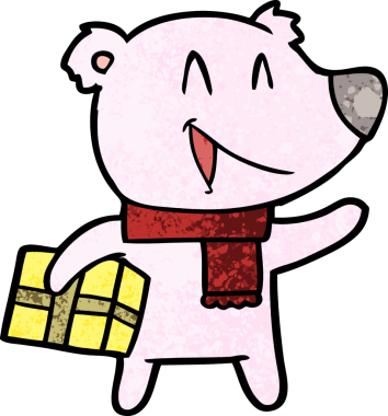 Bir insan tarafından çizilmiş gülen noel ayısı çizgi filmi