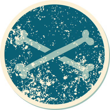 Bir insan tarafından çizilmiş çapraz kemiklerin sembolik depresif dövme şekli