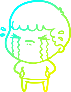 Bir insan tarafından çizilmiş ağlayan bir çizgi film karakteri çizimi.