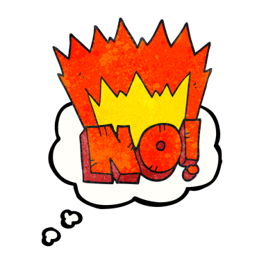 Serbest çizim düşünce baloncuğu şekilli çizgi film HAYIR! Bir insan tarafından çizilmiş bağır