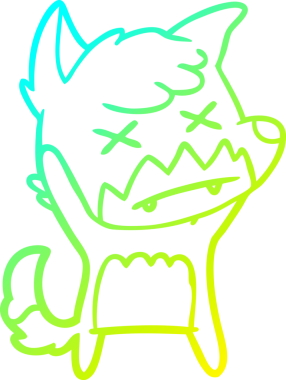 Bir insan tarafından çizilmiş şaşı tilki çizgi çizimi.