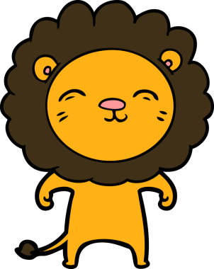 Bir insan tarafından çizilmiş çizgi film aslanı.