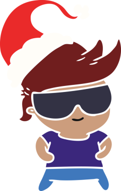 Bir insan tarafından çizilmiş Kawaii çocuğunun el çizimi Noel karikatürü.