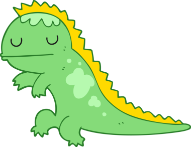 Bir insan tarafından çizilmiş karikatür dinozor.