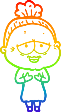 Gökkuşağı gradyan çizgi çizimi Bir insan tarafından çizilmiş mutlu yaşlı kadın