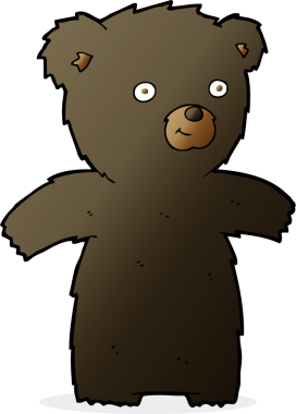 Bir insan tarafından çizilmiş sevimli çizgi film kara ayısı.