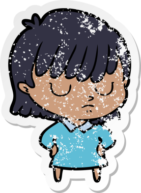 Bir insan tarafından çizilmiş karikatür bir kadının sıkıntılı çıkartması.