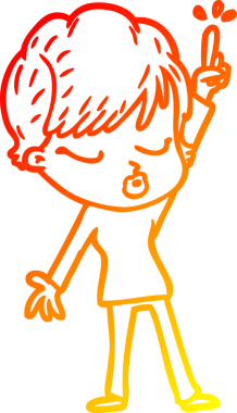 Bir insan tarafından çizilmiş gözleri olan çizgi film kadını çizimi.