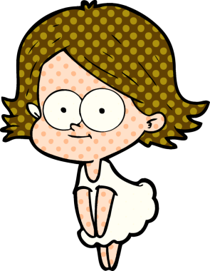 Bir insan tarafından çizilmiş mutlu çizgi film kızı.